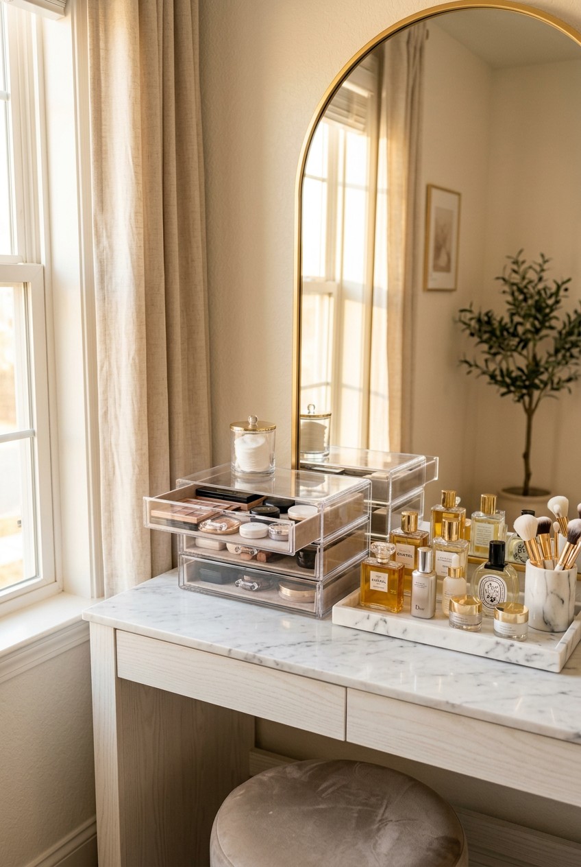 makeup table organization - 16 Makeup Table Organization for Every Budget