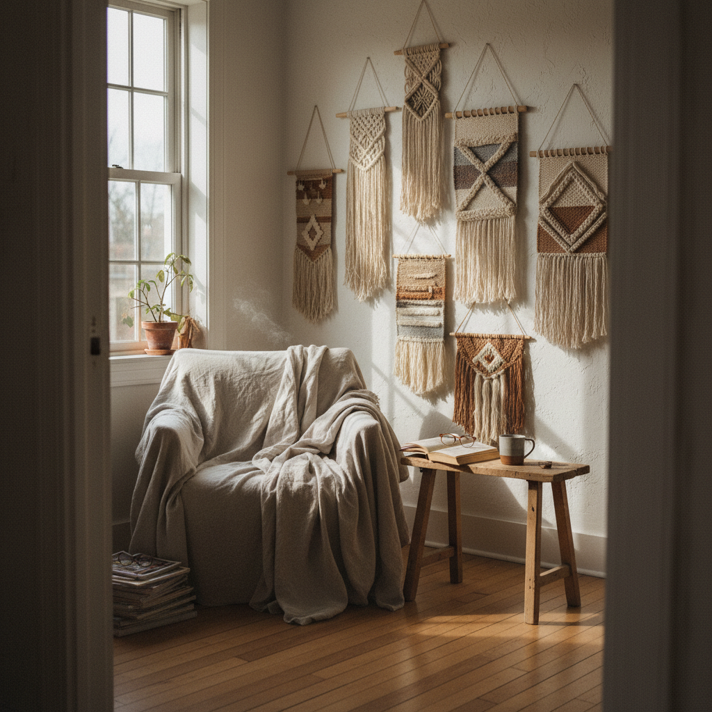 1. Woven Wall Hangings with Natural Fibers