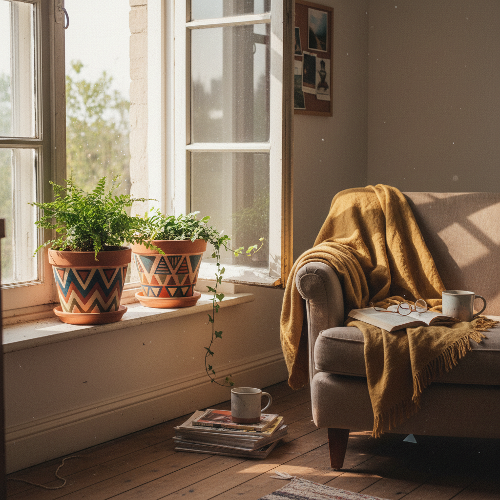 2. Painted Terracotta Planters with Geometric Patterns