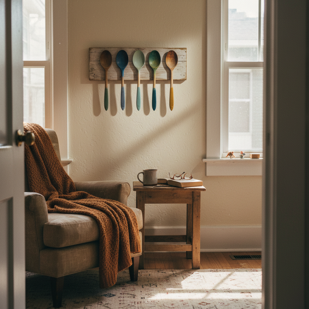 5. Dip-Dyed Wooden Spoons as Wall Art