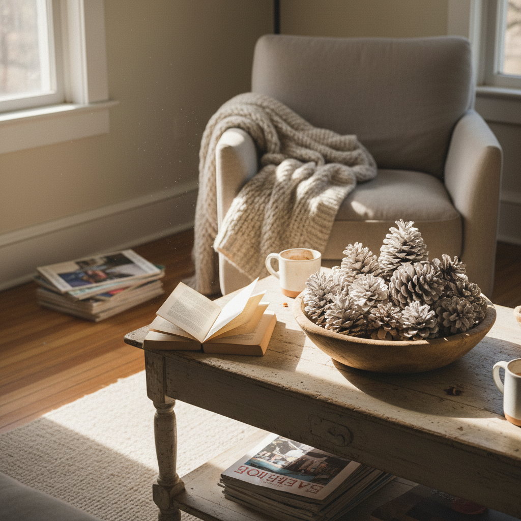 7. Bleached Pinecone Centerpiece